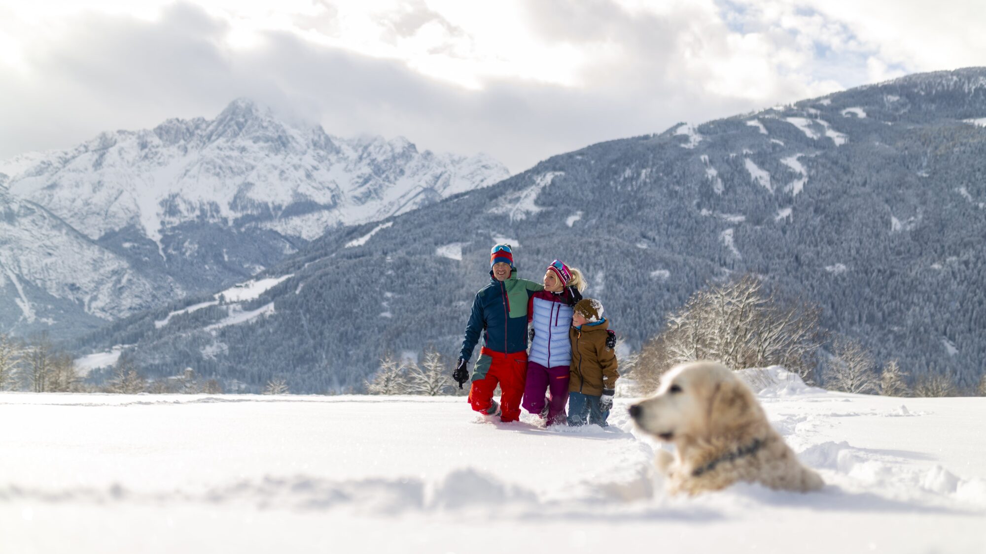 Winter hiking with a dog is definitely possible in the best alpine hiking hotels.
